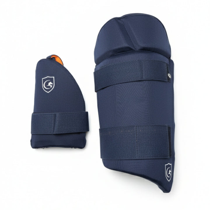 Gortonshire Cricket Batting Combo Thigh Guard Navy Blue Size@front view