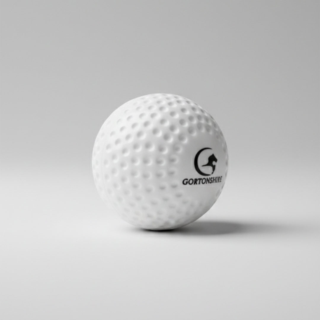Gortonshire Cricket Dimple Ball White@front view1