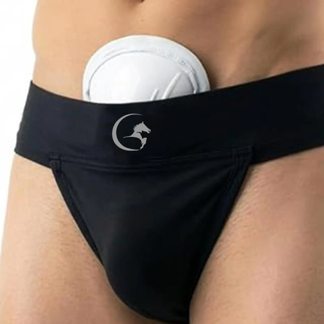 Gortonshire Cricket Ezee Stretch Supporter Brief @ Front View Black 2
