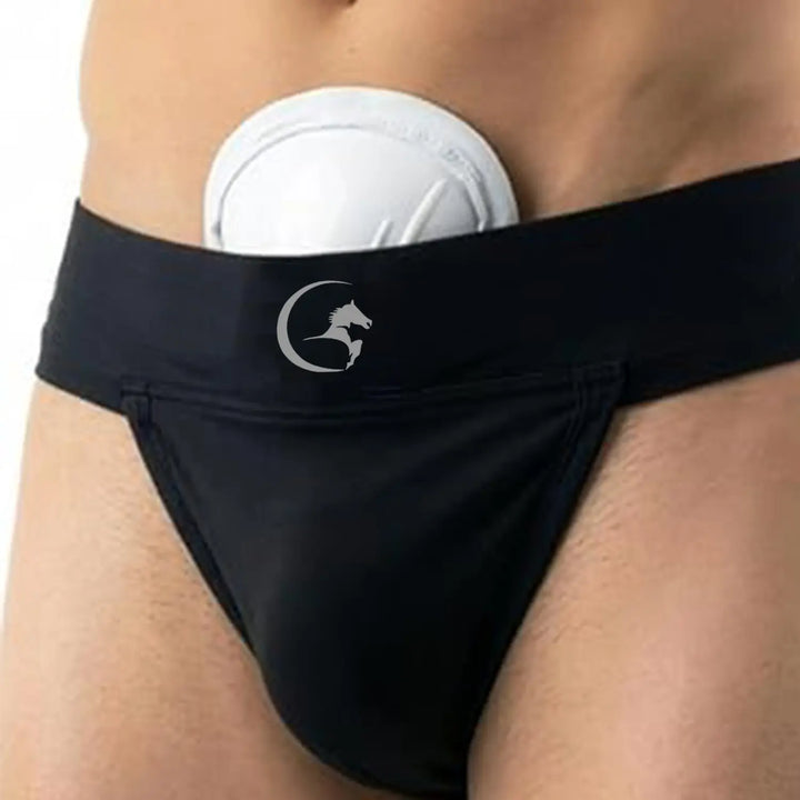 Gortonshire Cricket Ezee Stretch Supporter Brief @ Front View Black 2