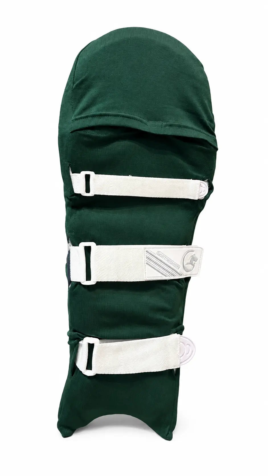 Gortonshire Cricket Pads Colored Skins Green @ Back View