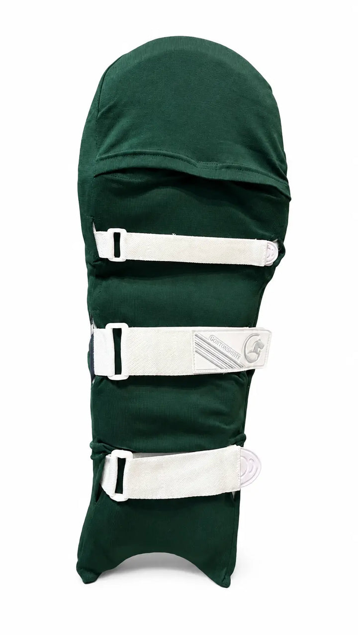 Gortonshire Cricket Pads Colored Skins Green @ Back View
