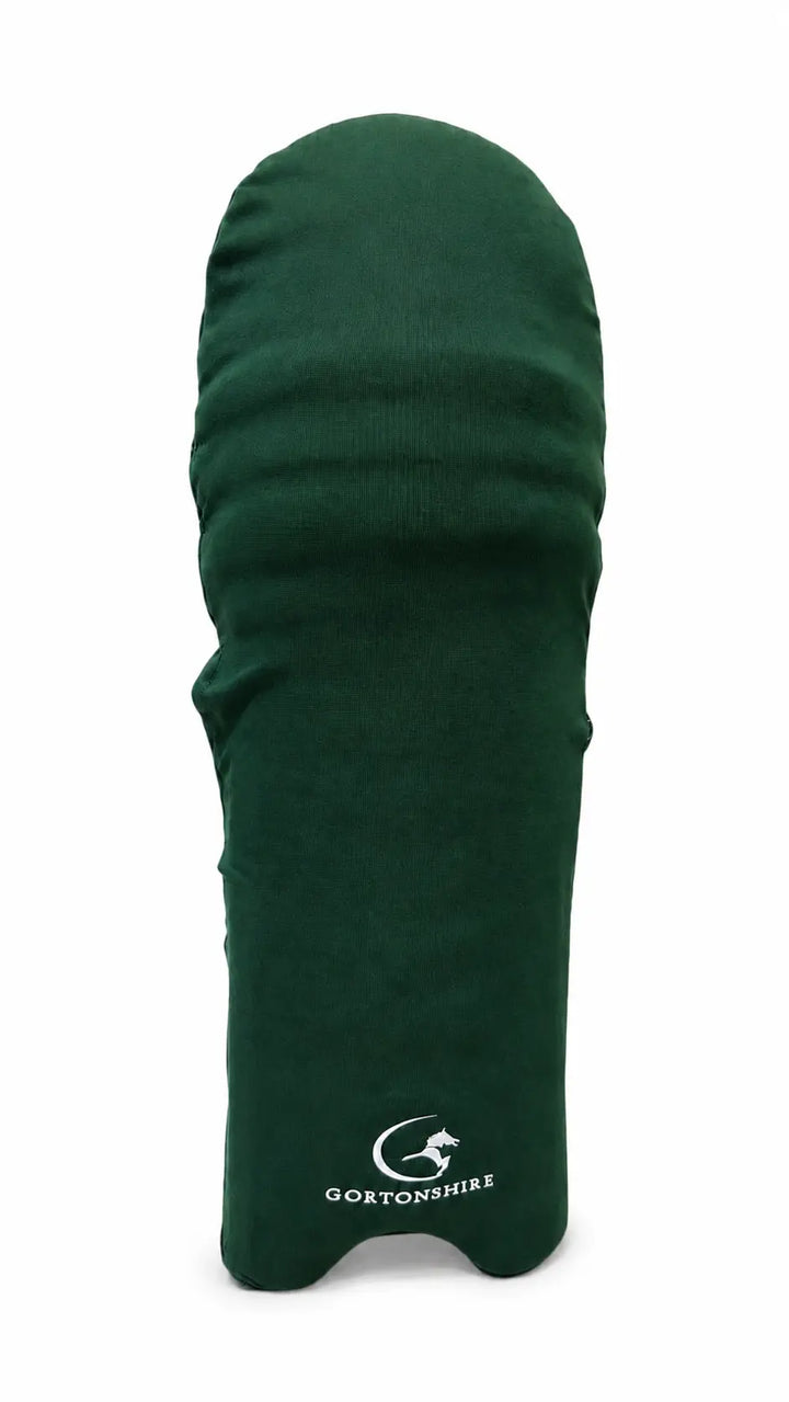 Gortonshire Cricket Pads Colored Skins Green @ Front View