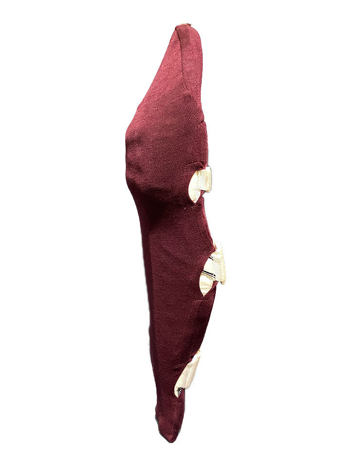 Gortonshire Cricket Pads Colored Skins Maroon @ Side View