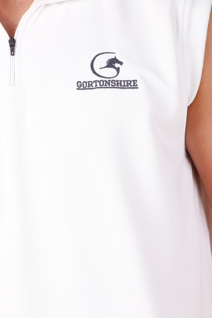 Gortonshire Cricket Performance Fleece Sweater (Sleeveless) in Mens Sizes @ Close Up View