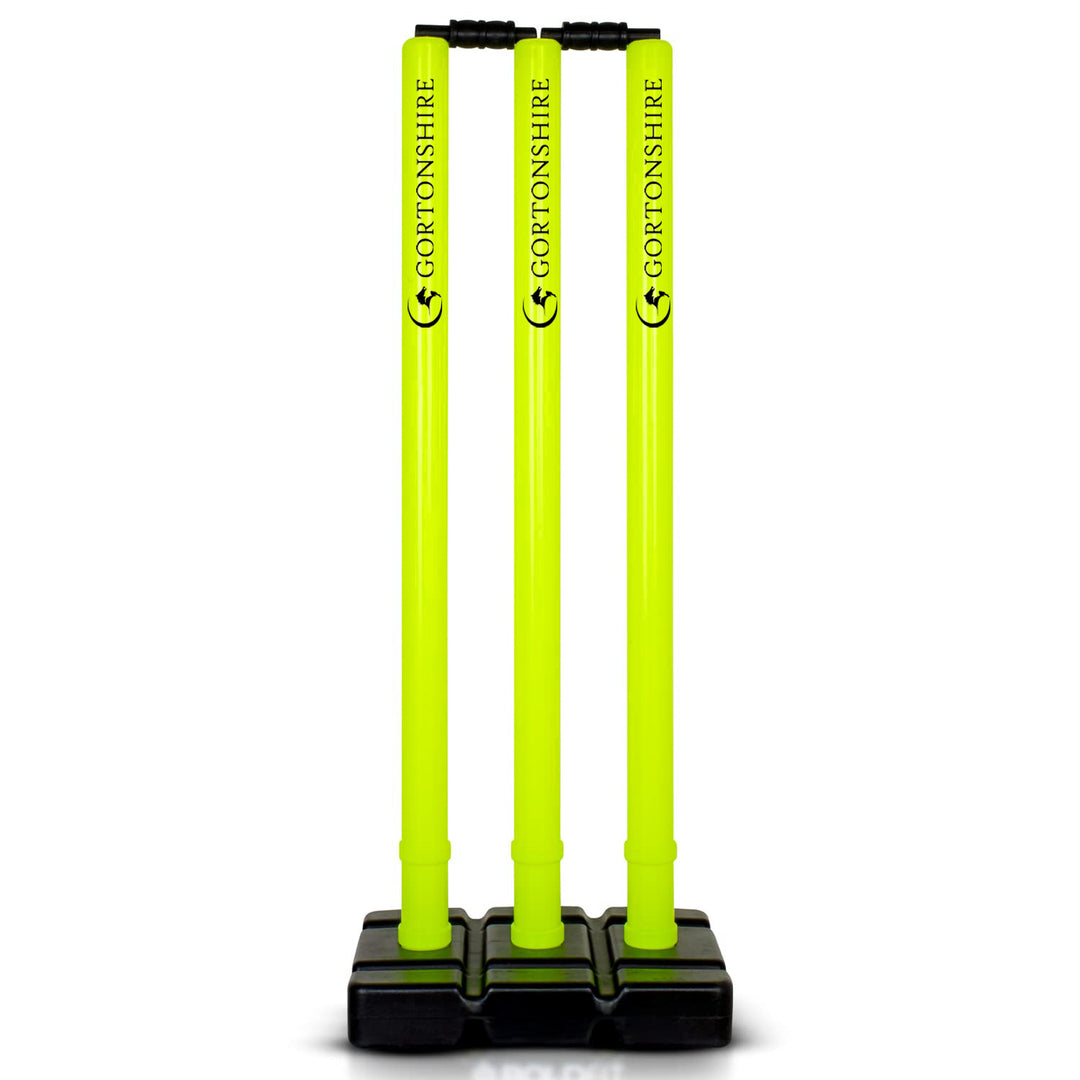 Gortonshire Cricket Plastic Stumps Full Size@front view
