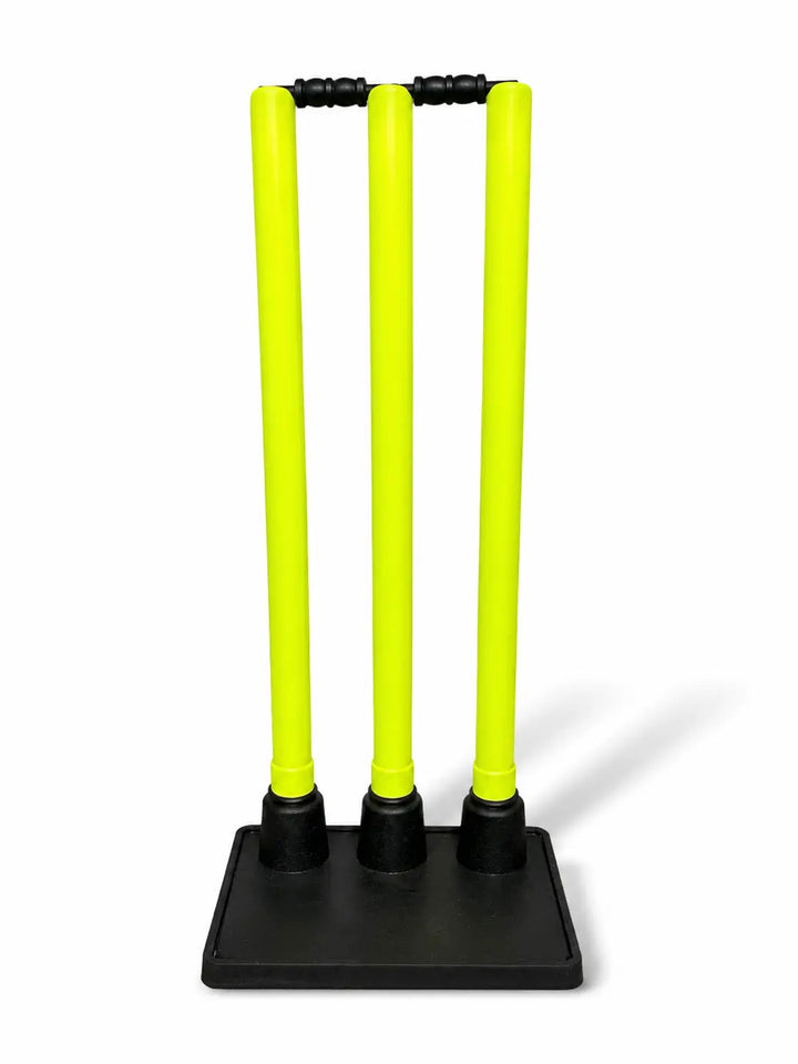 Gortonshire Cricket Plastic Stumps Rubber Base @ Back View 2