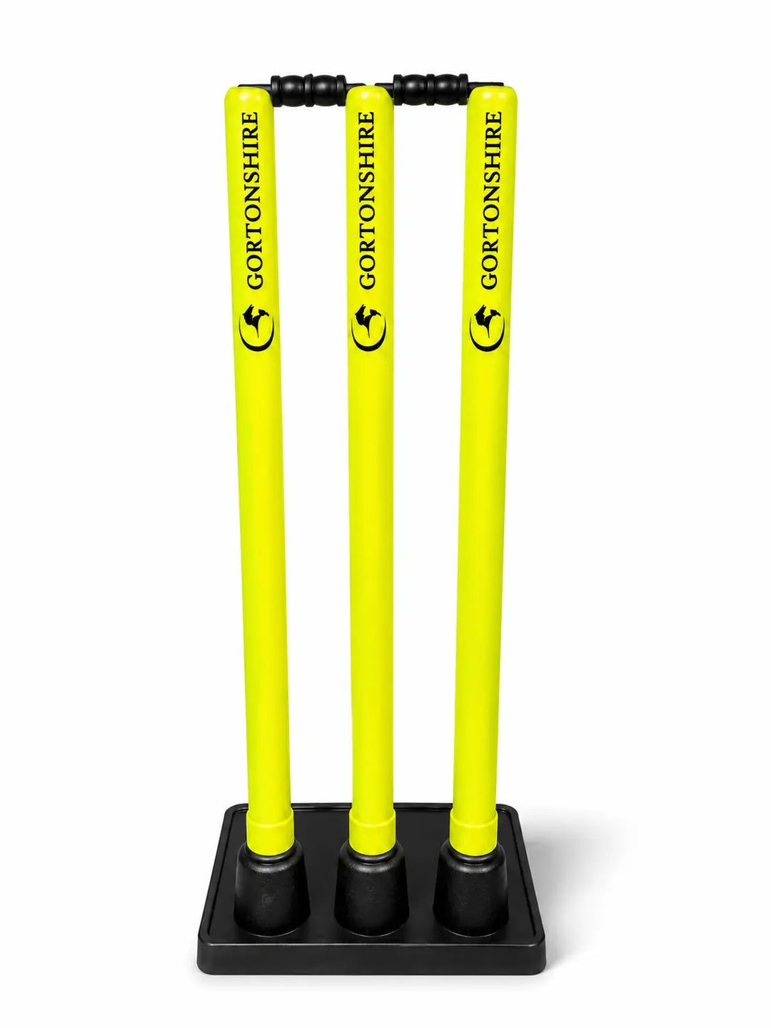 Gortonshire Cricket Plastic Stumps Rubber Base @ Front View