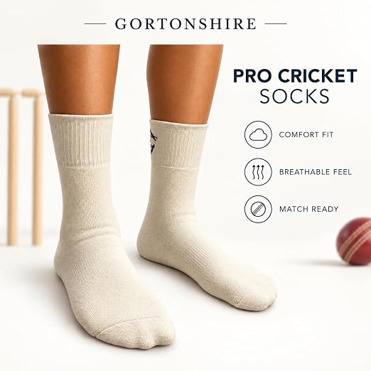 Gortonshire Cricket Socks off White Size Std@Front 1 View