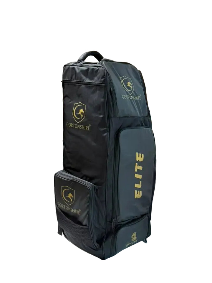 Gortonshire Elite Duffle Cricket Kit Bag With Wheels Black @ Side View