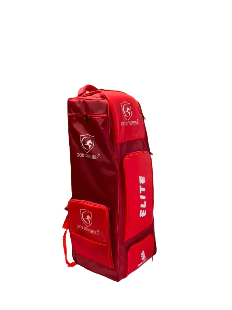 Gortonshire Elite Duffle Cricket Kit Bag With Wheels Red @ Front Side View