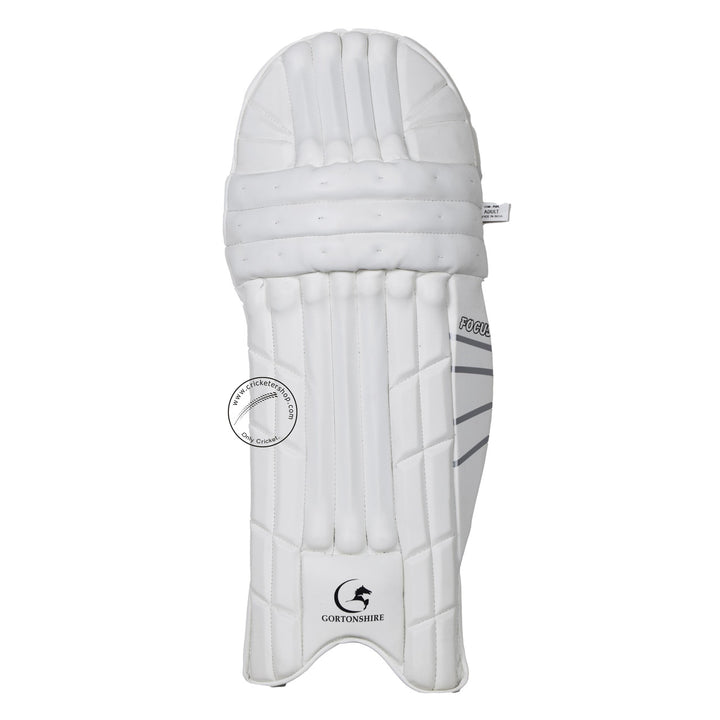 Gortonshire Focus Cricket Batting Leg Guard Pads Mens Size @ Front View