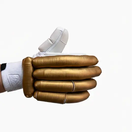 Gortonshire Golden Cricket Batting Gloves Mens @ Left Back View