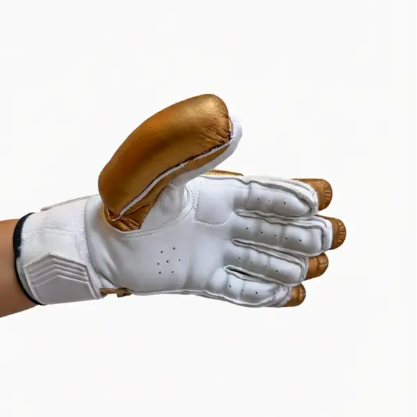 Gortonshire Golden Cricket Batting Gloves Mens @ Right Front View