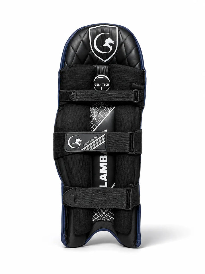 Gortonshire Lambada Cricket Batting Leg Guard Pads Colour Navy @ Back View