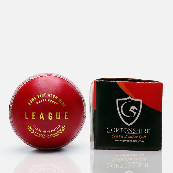 Gortonshire League Cricket Ball Red @ Front View