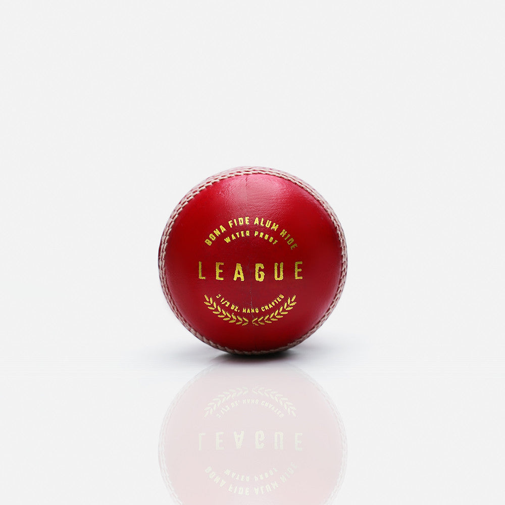 Gortonshire League Cricket Ball Red @ Side View