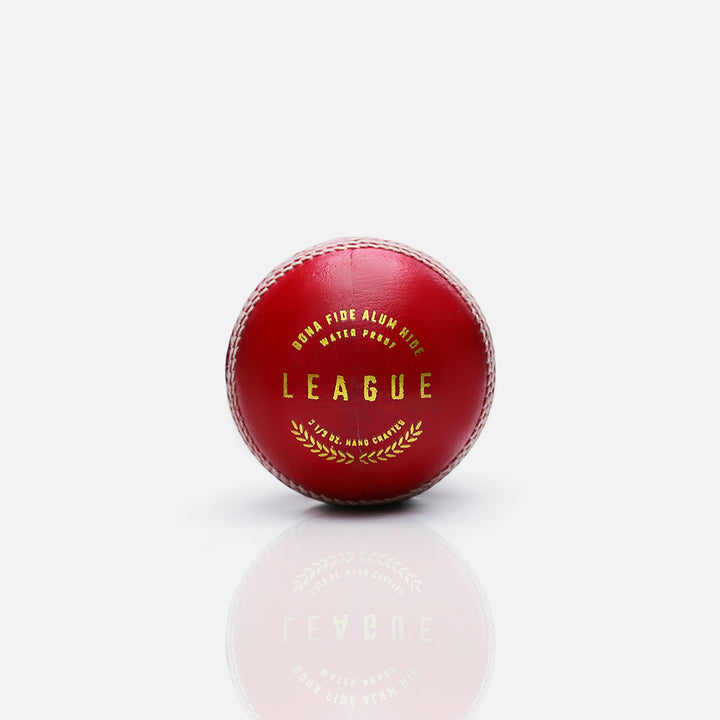 Gortonshire League Cricket Ball Red @ Side View