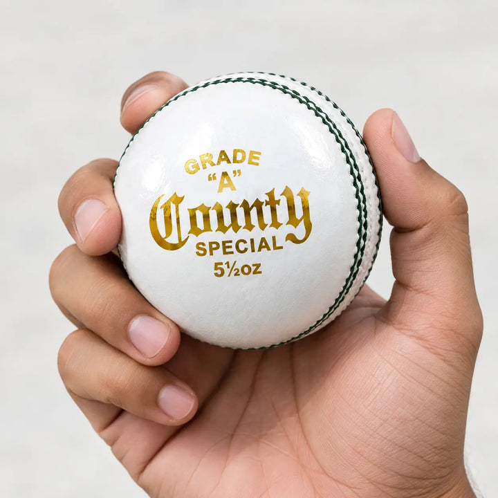 Gortonshire Leather Cricket G1 County Special Ball White @ Hand View 3