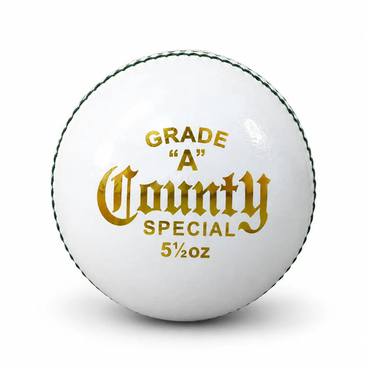Gortonshire Leather Cricket G1 County Special Ball White @ Side View