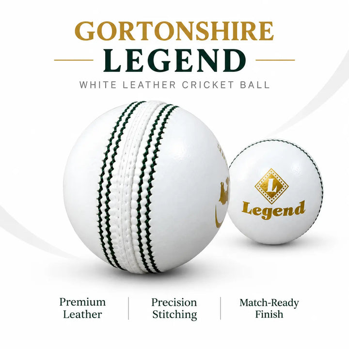 Gortonshire Leather Cricket G1 Legend Ball White @ Seam View
