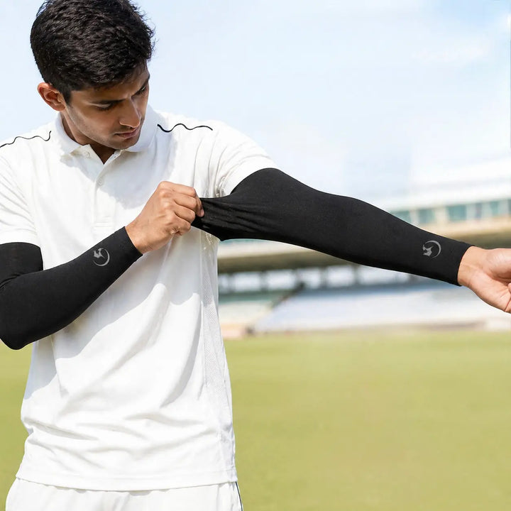 Gortonshire Lycra Cricket Arm Sleeve Black Colour@front view2