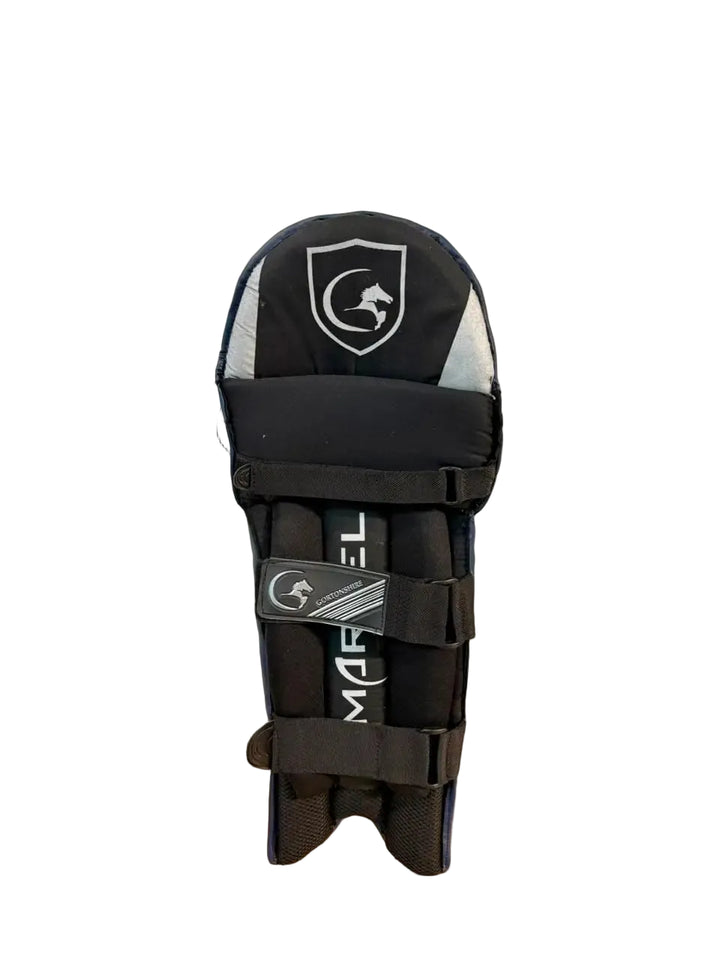 Gortonshire Marvel Cricket Batting Leg Guard Navy Blue Pads @ Back View