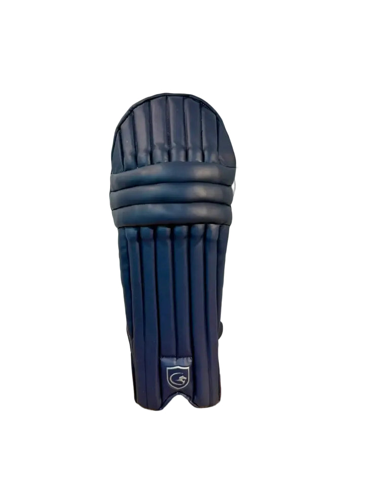 Gortonshire Marvel Cricket Batting Leg Guard Navy Blue Pads @ Front View