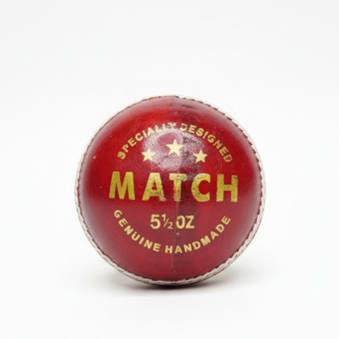 Gortonshire Match Cricket Ball Red (Alum Tanned)@front view