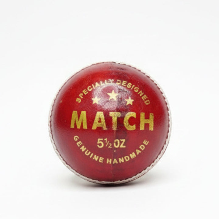 Gortonshire Match Cricket Ball Red (Alum Tanned)@front view