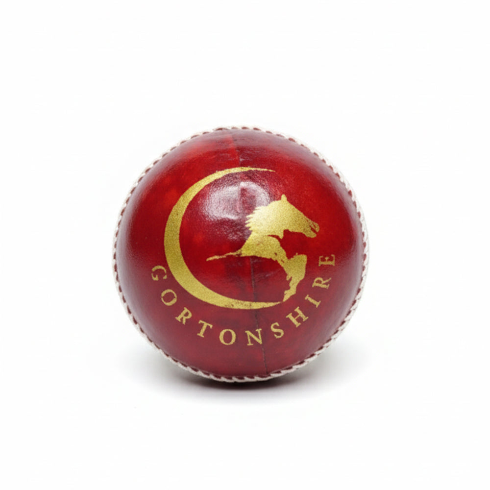 Gortonshire Match Cricket Ball Red (Alum Tanned)@front view1