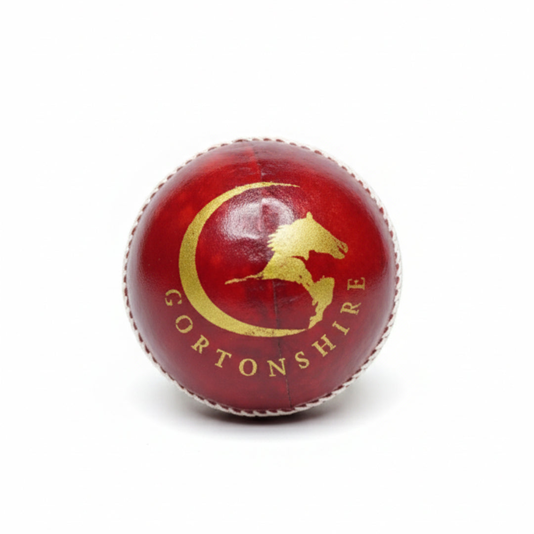 Gortonshire Match Cricket Ball Red (Alum Tanned)@front view1