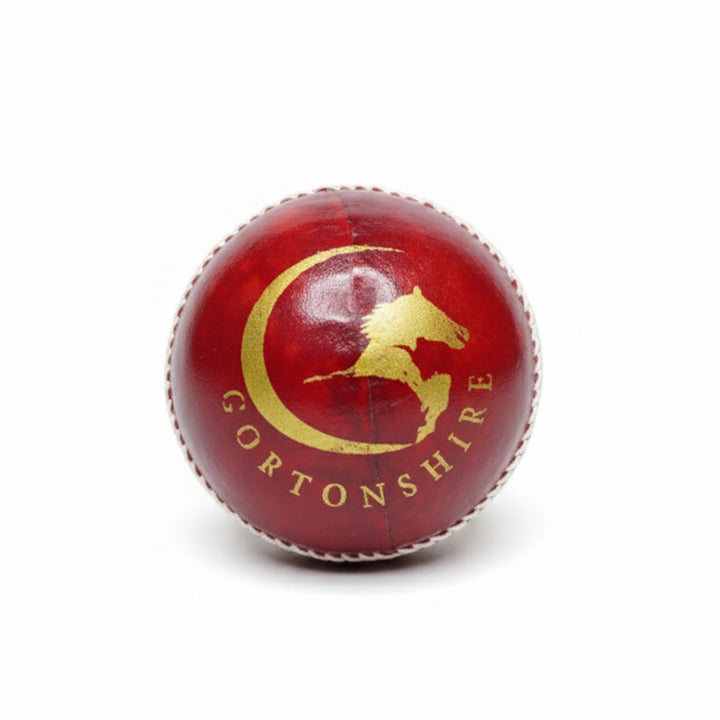 Gortonshire Match Cricket Ball Red (Alum Tanned)@front view1