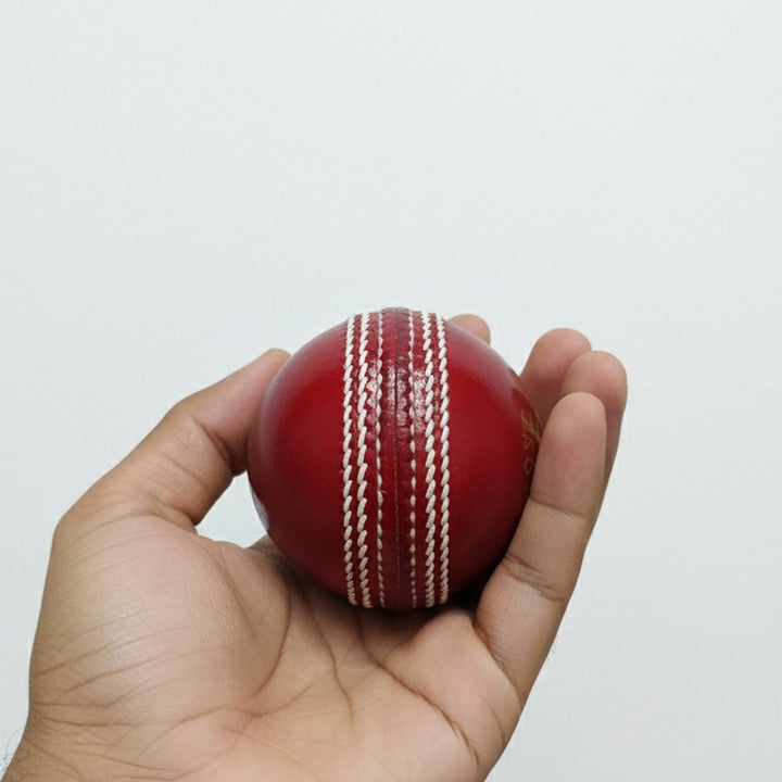Gortonshire Match Cricket Ball Red (Alum Tanned)@front view3