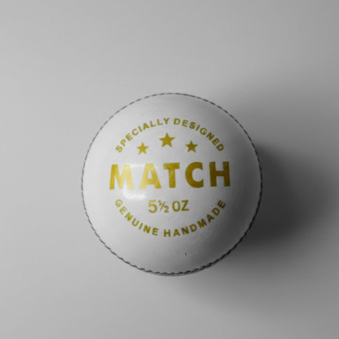 Gortonshire Match Cricket Ball White (Alum Tanned)@front view