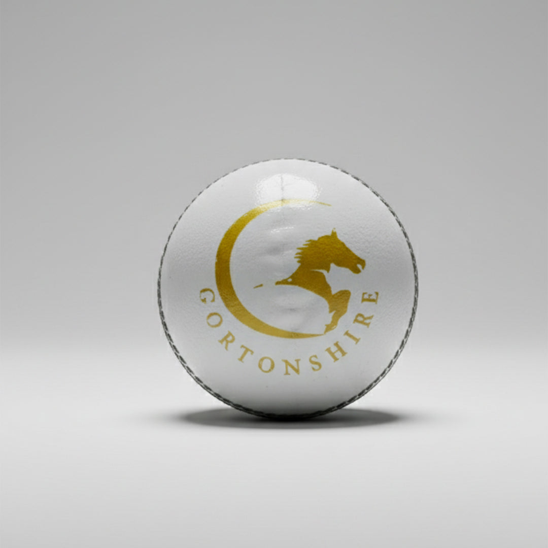 Gortonshire Match Cricket Ball White (Alum Tanned)@front view1