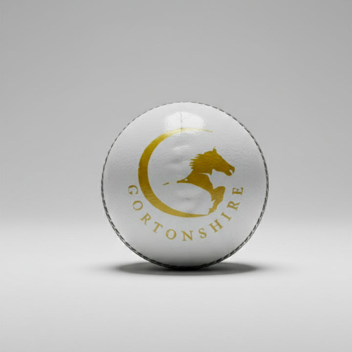 Gortonshire Match Cricket Ball White (Alum Tanned)@front view1