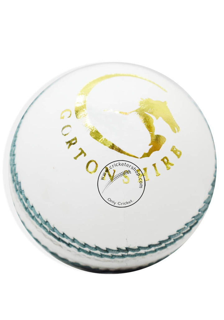 Gortonshire Match Cricket Ball White (Alum Tanned) @Side 2 View