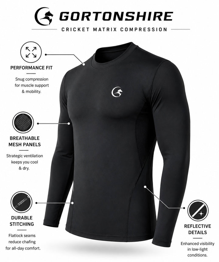 Gortonshire Matrix Compression Long Sleeve @ Front View Black 2