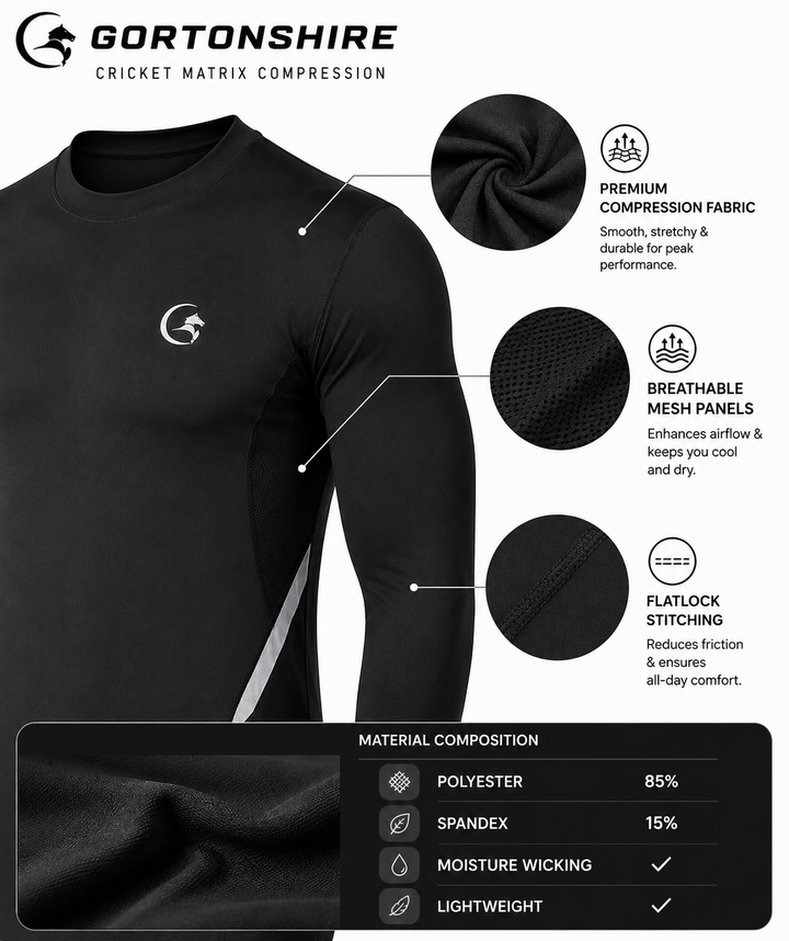 Gortonshire Matrix Compression Long Sleeve @ Front View Black 3