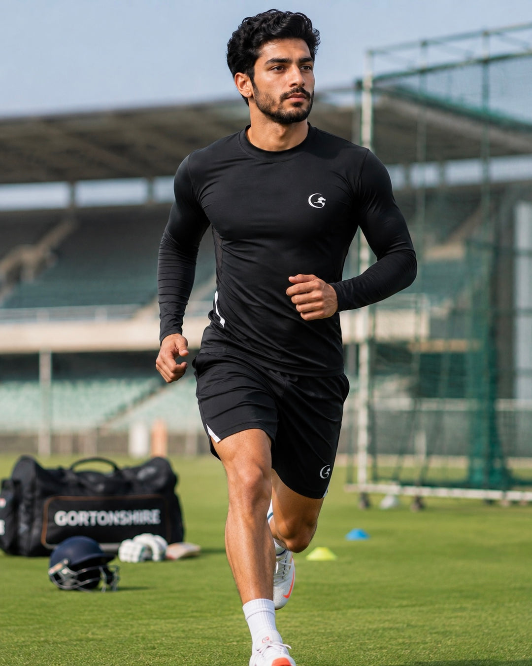 Gortonshire Matrix Compression Long Sleeve @ Front View Black 4