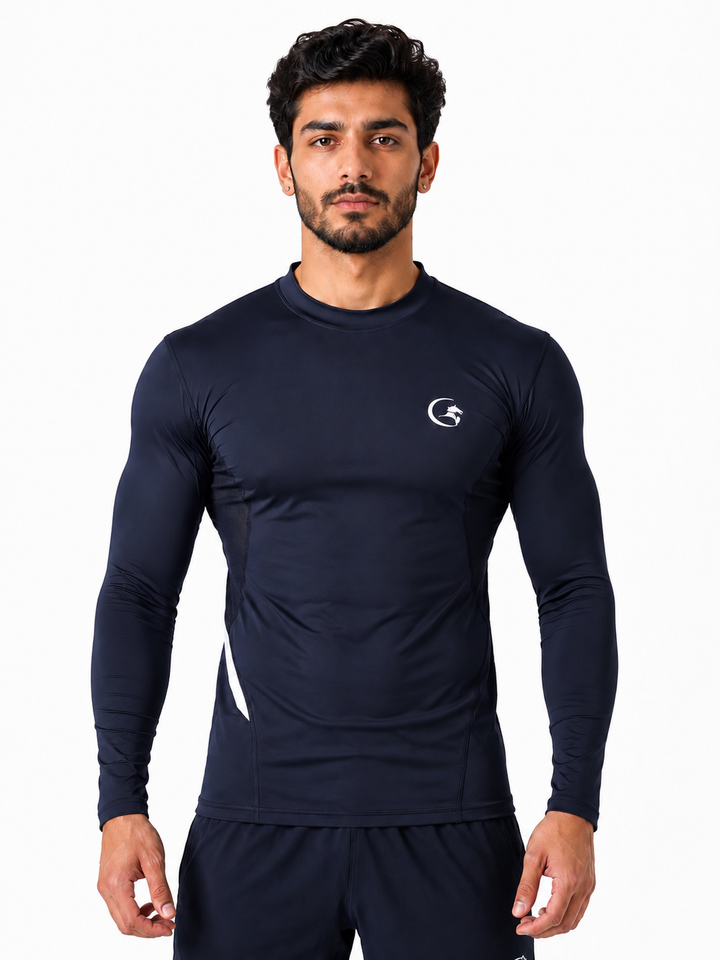 Gortonshire Matrix Compression Long Sleeve @ Front View Navy 2