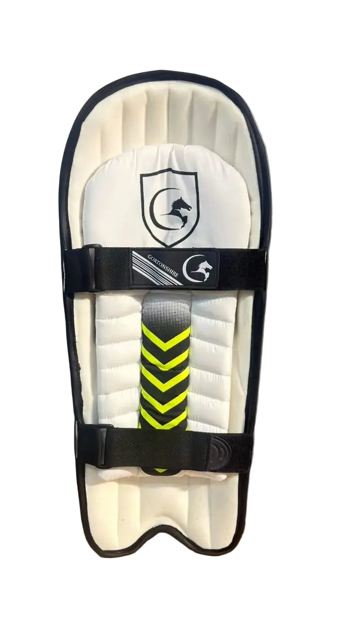 Gortonshire Moulded Cricket Batting Leg Guard Pads Black @ Back View