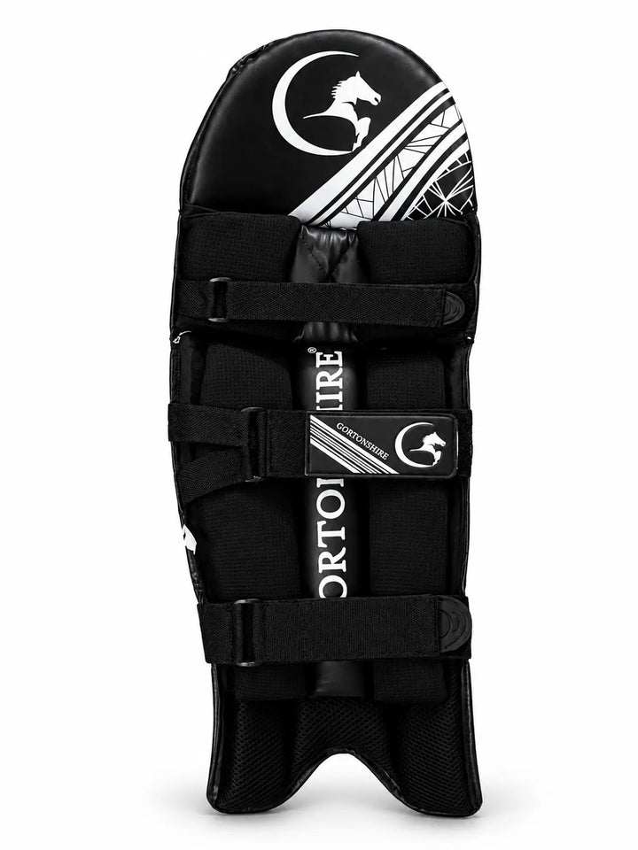 Gortonshire Phantom Cricket Batting Legguard Pads Black @ Back View 2