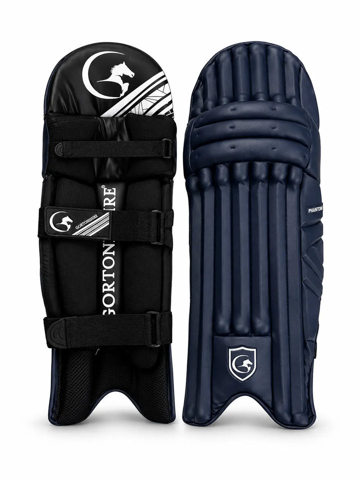 Gortonshire Phantom Cricket Batting Legguard Pads @ Navy Composite View