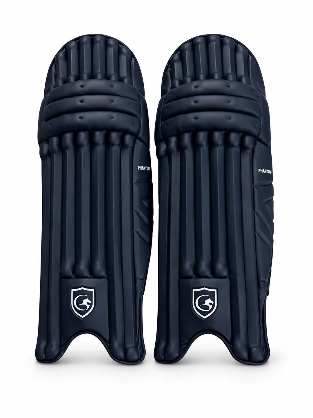 Gortonshire Phantom Cricket Batting Legguard Pads Navy @ Front View 4