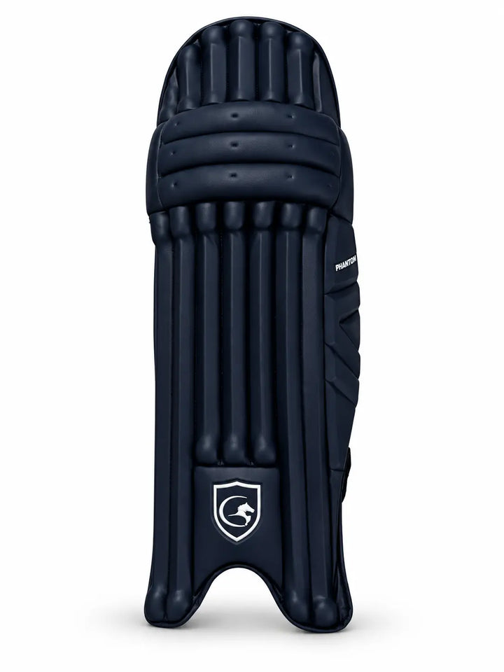 Gortonshire Phantom Cricket Batting Legguard Pads Navy @ Front View 5