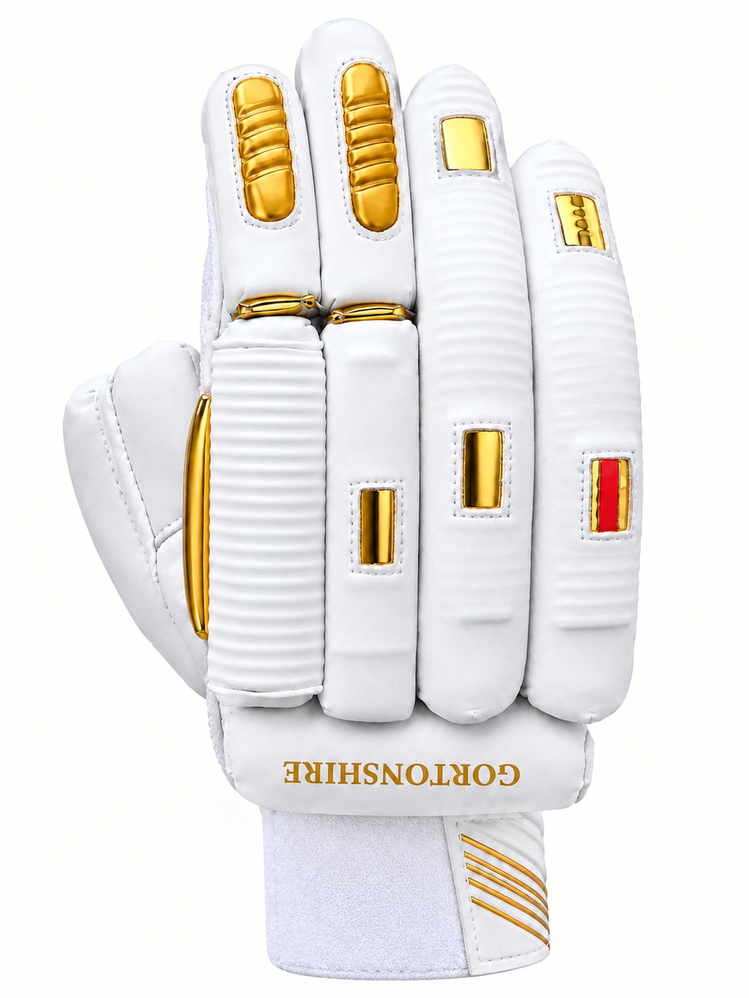 Gortonshire Player White Gold Cricket Batting Gloves Adult Size@Back View