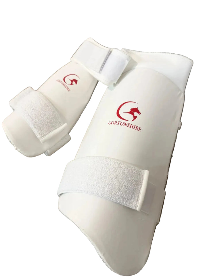 Gortonshire Players Cricket Batting Combo Thigh Guard White Size Mens @ Front View 2