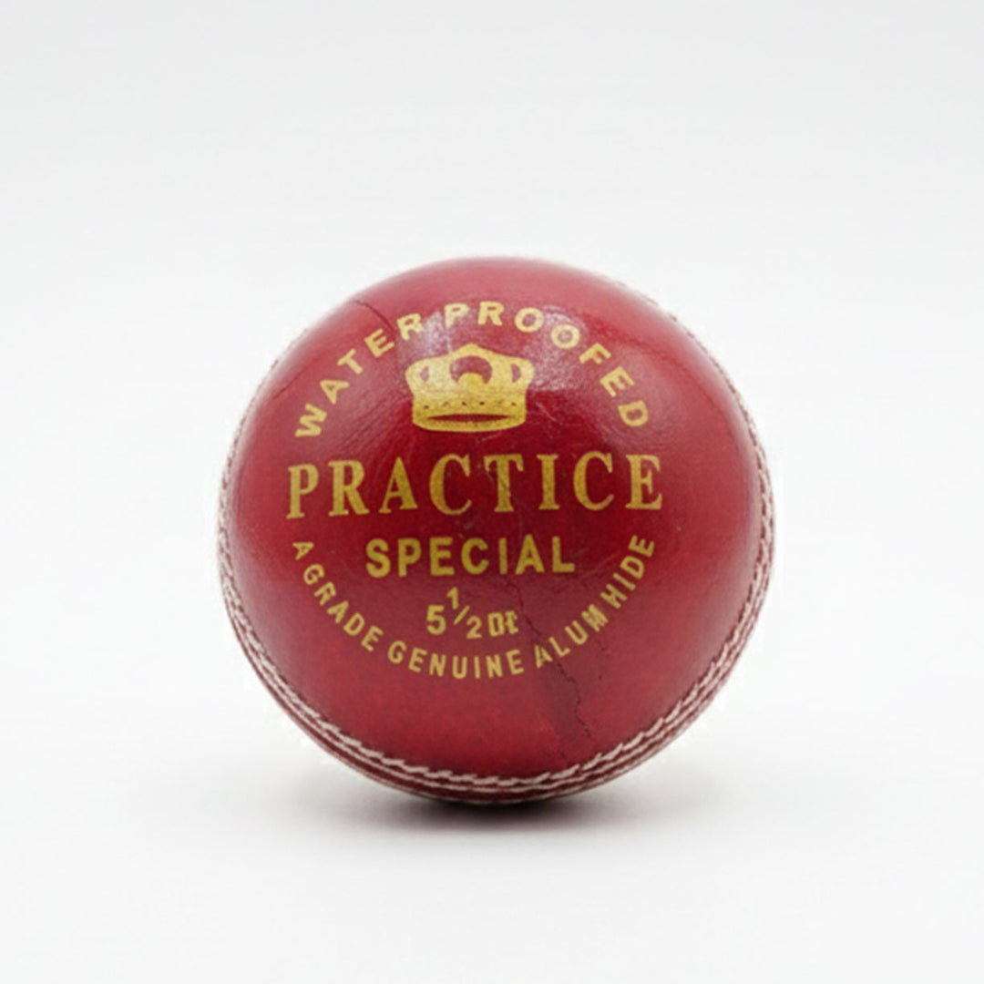 Gortonshire Practice Cricket Ball Red (Alum Tanned)@front view